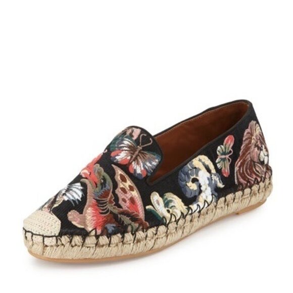 Valentino Garavani Butterfly-Embroidered Fabric Espadrilles in Black/Multi EU 36 - Picture 1 of 14